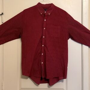 Van Heusen Men’s Dress Shirt XL 17–17.5 Red Check Button Down Long Sleeve